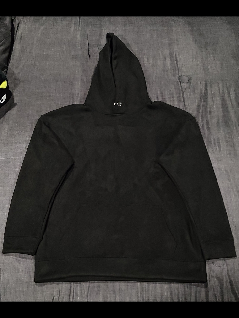 Men's Black Suede Pullover Hoodie - Classic Hooded Sweatshirt